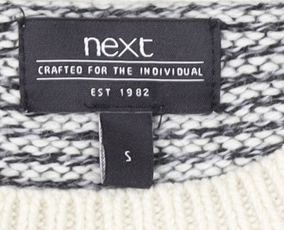 Next Men's Grey Chunky Knit Crew Neck Wool Blend Jumper Size S