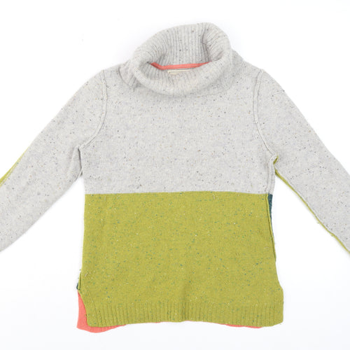 White Stuff Women's Multicoloured Roll Neck Wool Blend Jumper Size 8