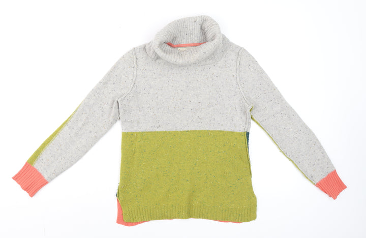 White Stuff Women's Multicoloured Roll Neck Wool Blend Jumper Size 8