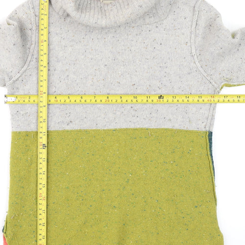 White Stuff Women's Multicoloured Roll Neck Wool Blend Jumper Size 8