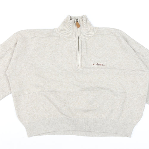 Urban Outfitters Womens Beige 1/2 Zip Pullover Sweatshirt - Size S