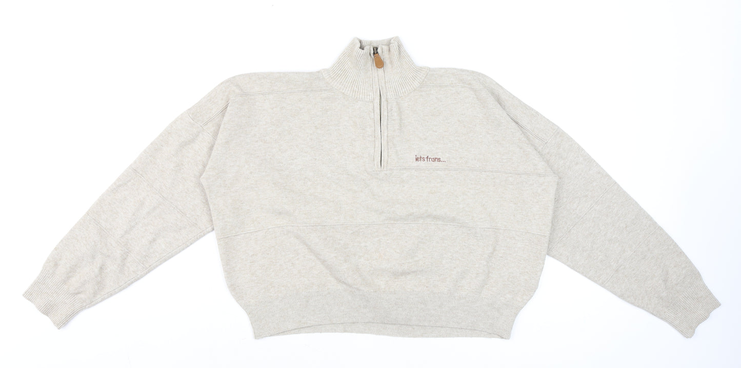 Urban Outfitters Womens Beige 1/2 Zip Pullover Sweatshirt - Size S