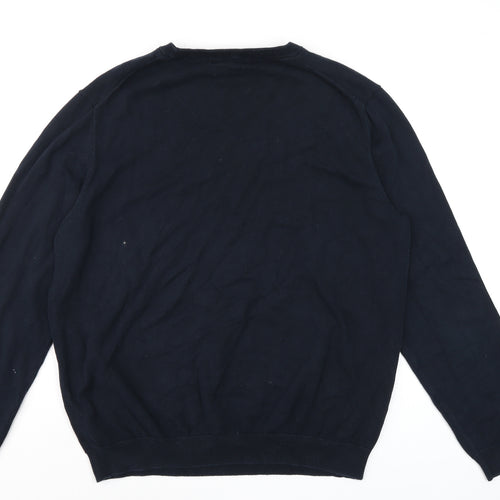 Replay Men’s Blue Cotton Crew Neck Pullover Jumper XL