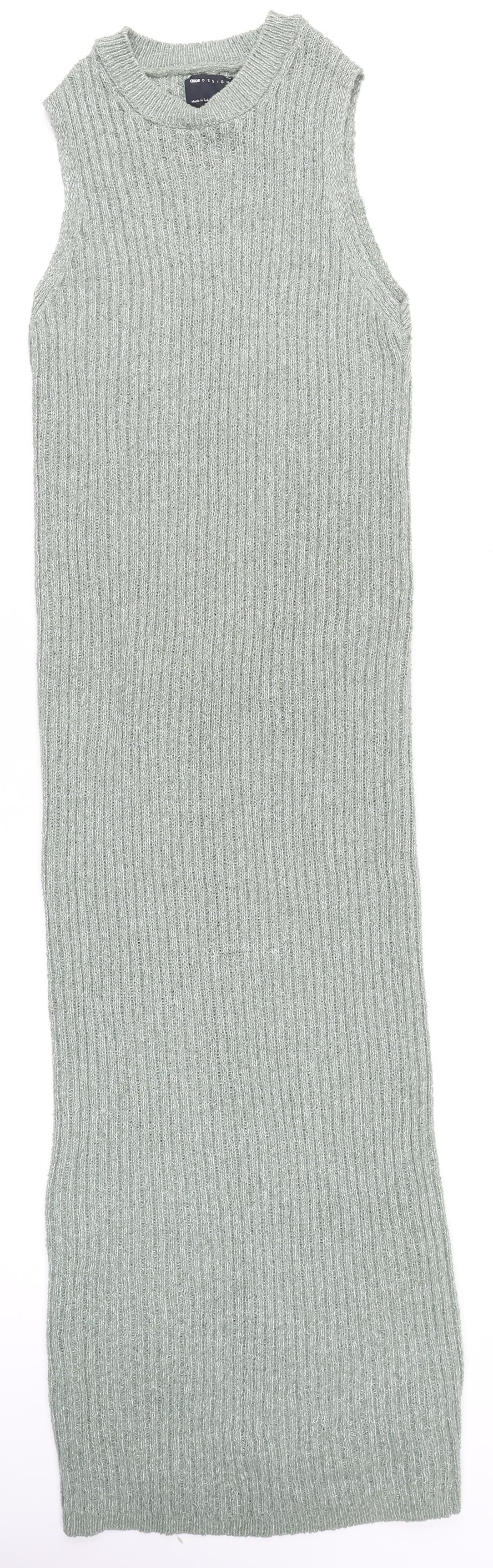 ASOS DESIGN Women’s Green Sleeveless Rib Knit Bodycon Midi Dress UK 8-10