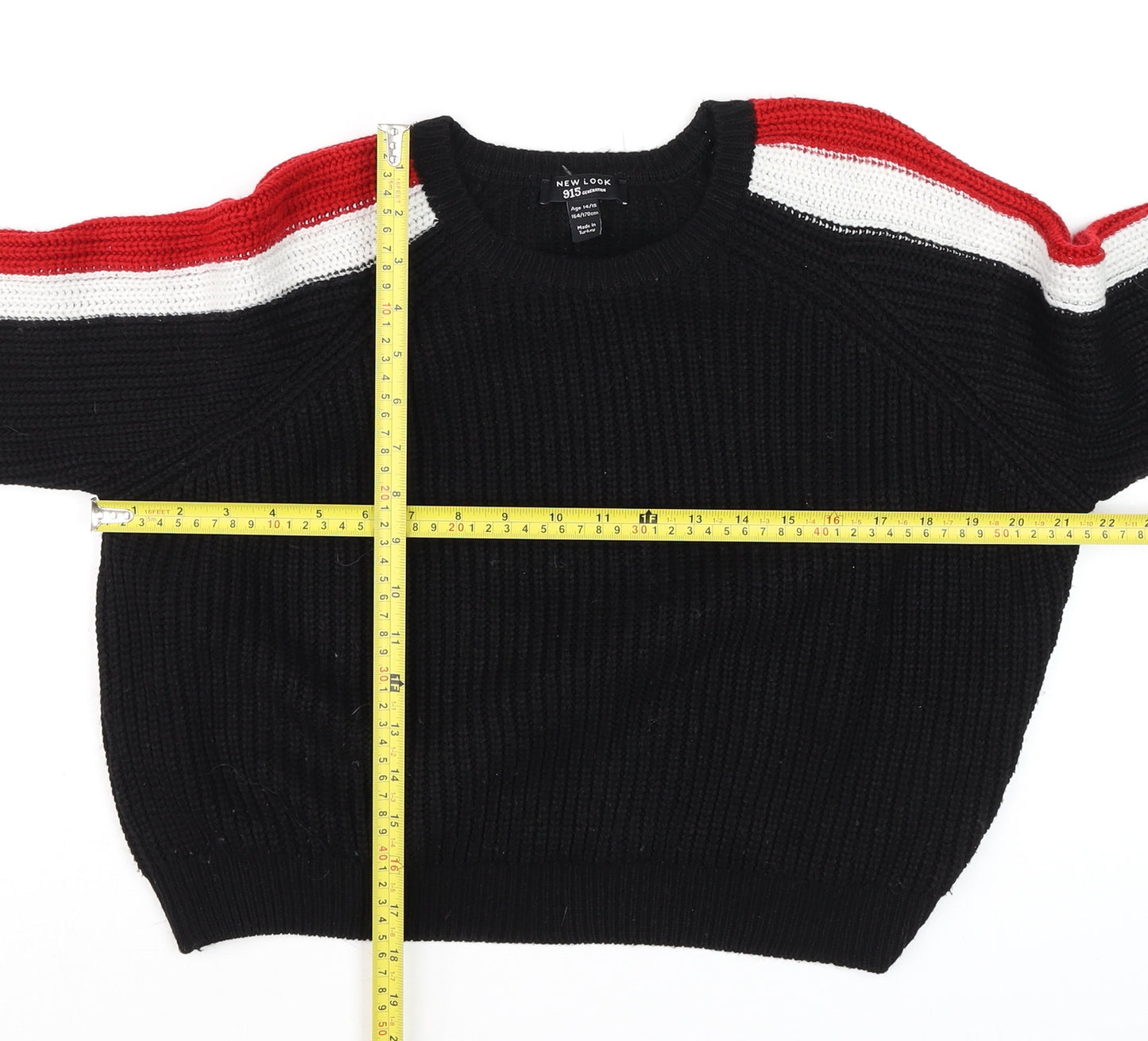 New Look Girls Black Red White Knitted Pullover Jumper Age 14/15 164/170cm