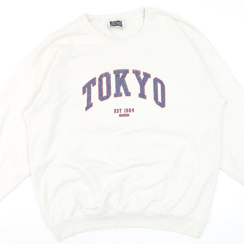 Reclaimed Vintage Women's White Tokyo Graphic Crew Neck Sweatshirt UK 10