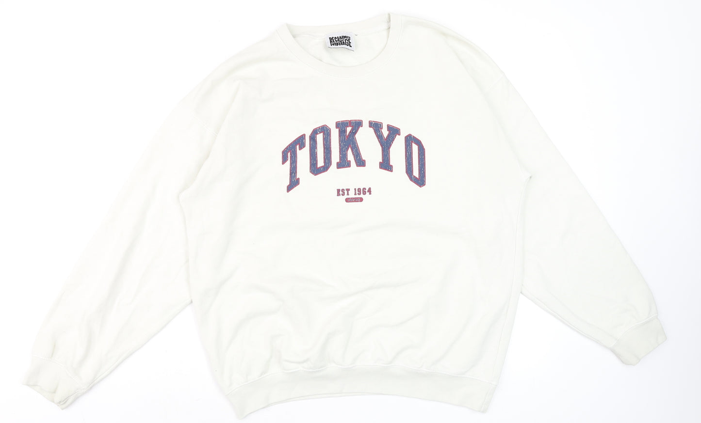 Reclaimed Vintage Women's White Tokyo Graphic Crew Neck Sweatshirt UK 10