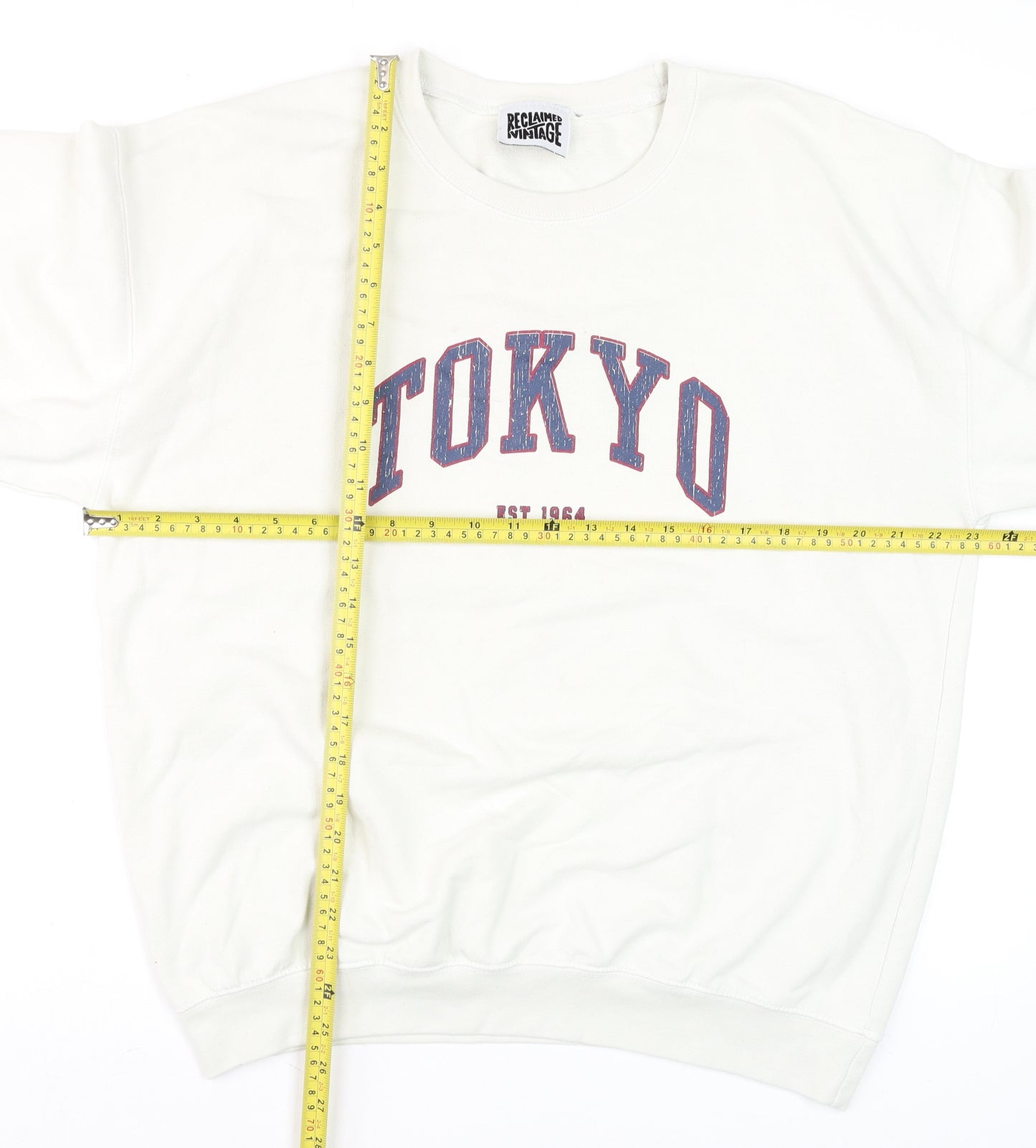 Reclaimed Vintage Women's White Tokyo Graphic Crew Neck Sweatshirt UK 10