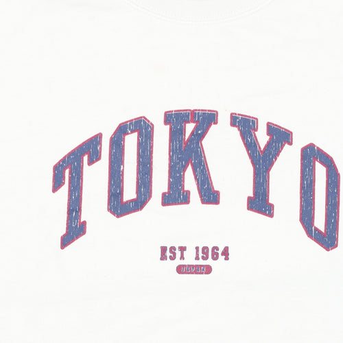 Reclaimed Vintage Women's White Tokyo Graphic Crew Neck Sweatshirt UK 10
