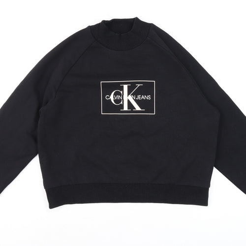 Calvin Klein Jeans Women's Black Small Logo Crew Neck Sweatshirt