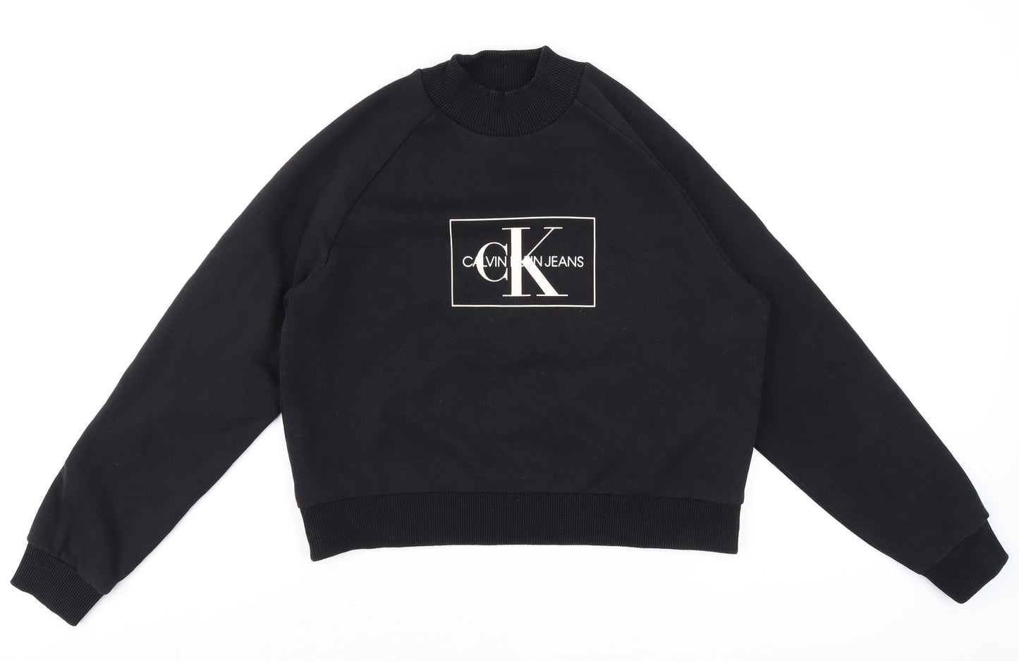 Calvin Klein Jeans Women's Black Small Logo Crew Neck Sweatshirt