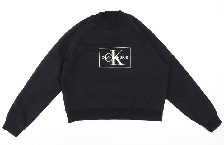 Calvin Klein Jeans Women's Black Small Logo Crew Neck Sweatshirt