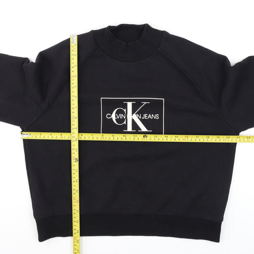 Calvin Klein Jeans Women's Black Small Logo Crew Neck Sweatshirt