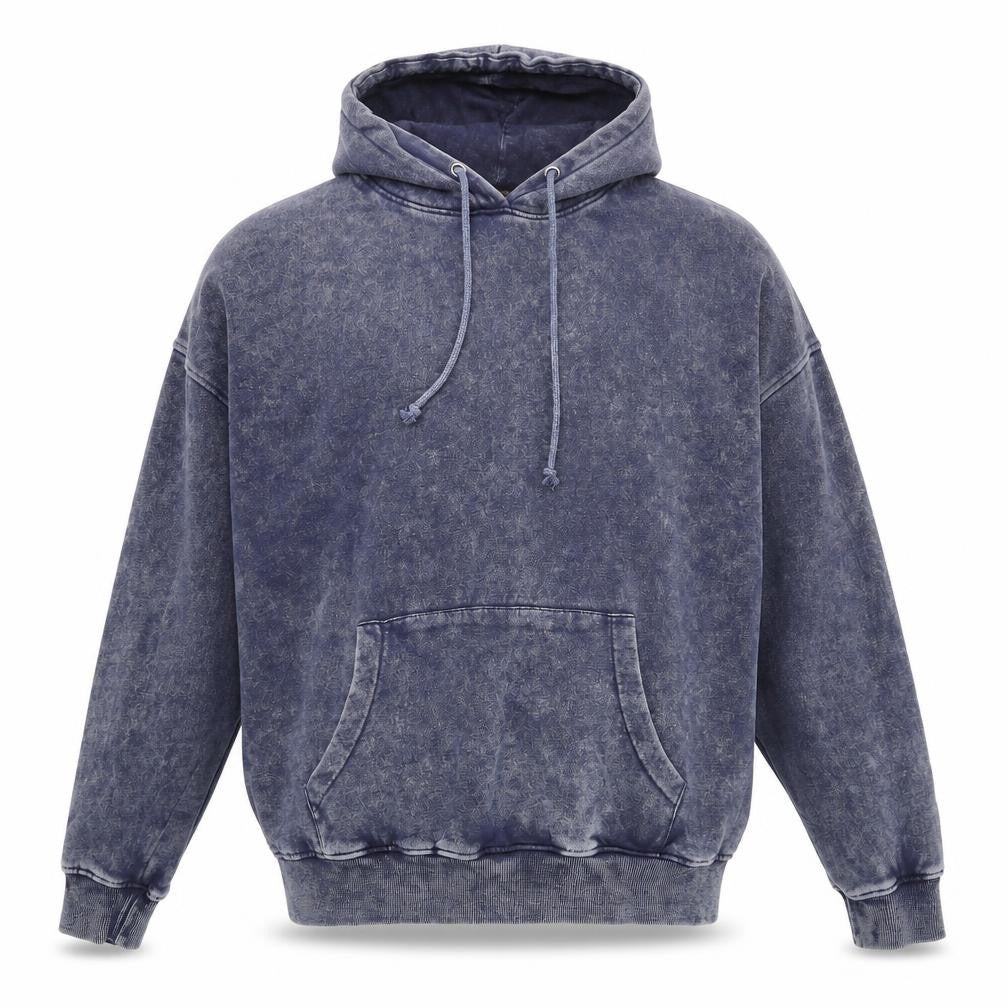 QED London Unisex Blue Pullover Hoodie One Size Fleece Relaxed Fit