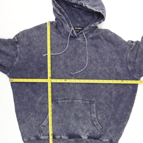QED London Unisex Blue Pullover Hoodie One Size Fleece Relaxed Fit