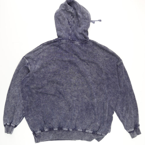 QED London Unisex Blue Pullover Hoodie One Size Fleece Relaxed Fit