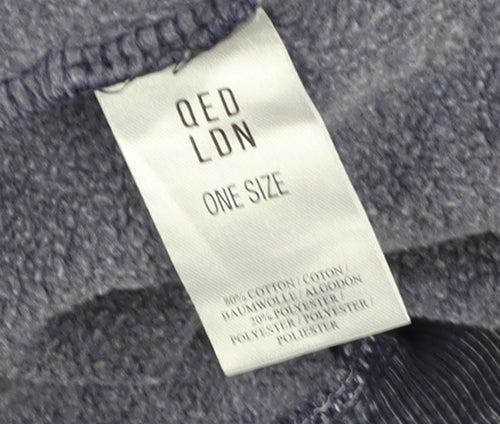 QED London Unisex Blue Pullover Hoodie One Size Fleece Relaxed Fit