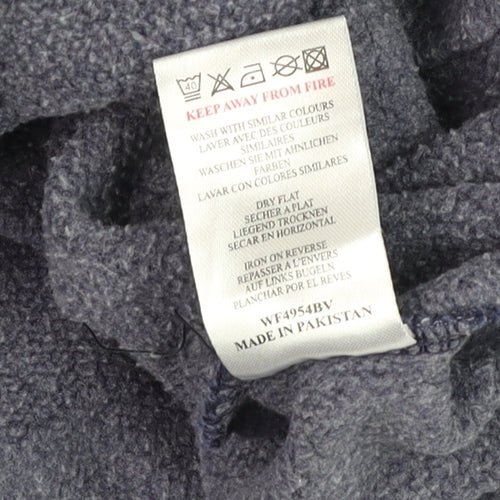 QED London Unisex Blue Pullover Hoodie One Size Fleece Relaxed Fit