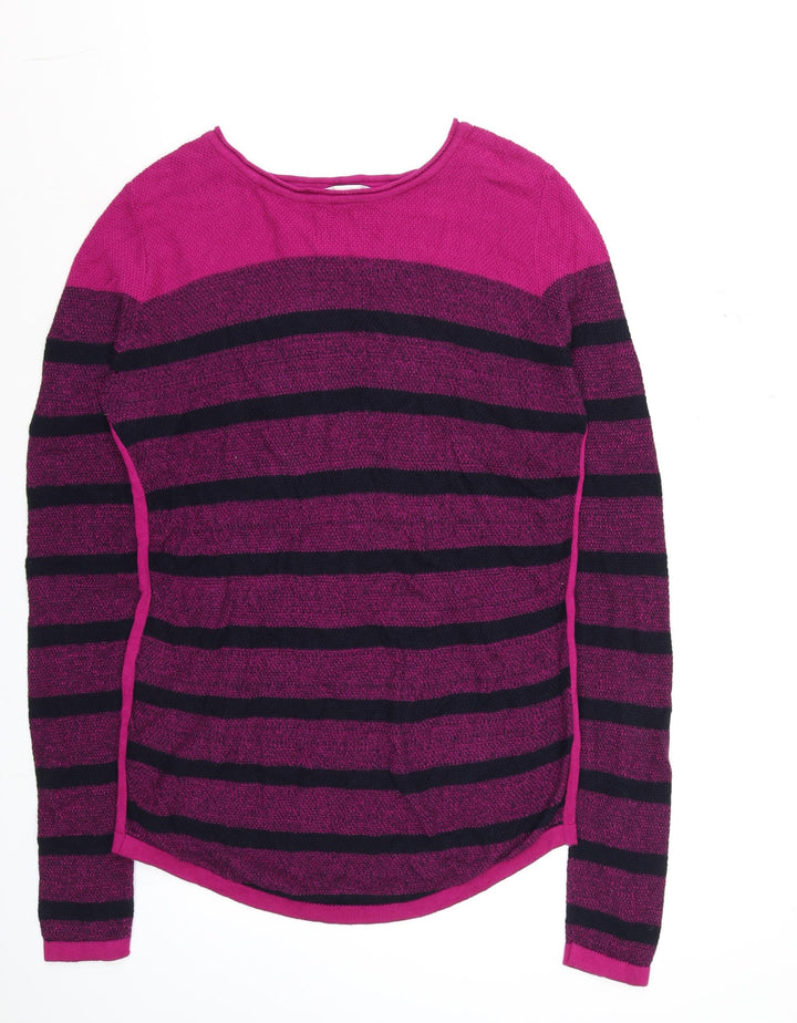 Lakeland Women's Pink Striped Crew Neck Long Sleeve Knit Top Size M