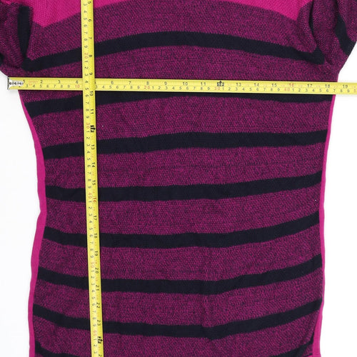 Lakeland Women's Pink Striped Crew Neck Long Sleeve Knit Top Size M