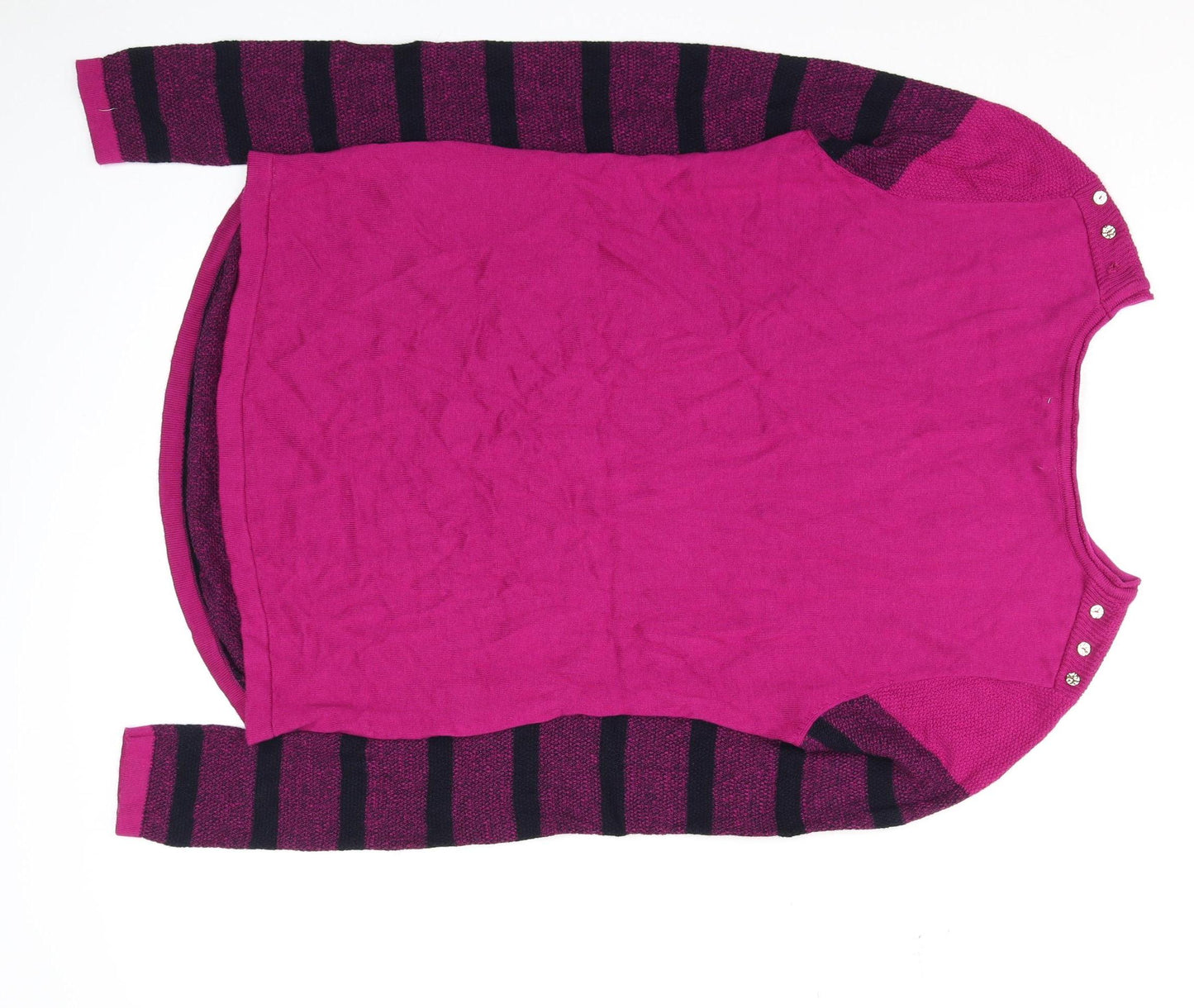 Lakeland Women's Pink Striped Crew Neck Long Sleeve Knit Top Size M