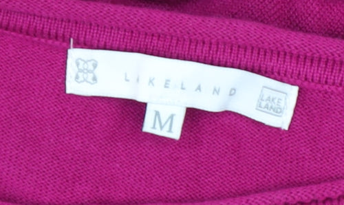 Lakeland Women's Pink Striped Crew Neck Long Sleeve Knit Top Size M