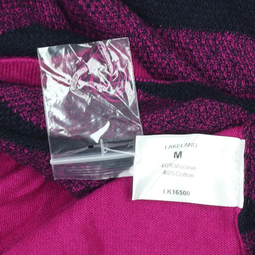 Lakeland Women's Pink Striped Crew Neck Long Sleeve Knit Top Size M