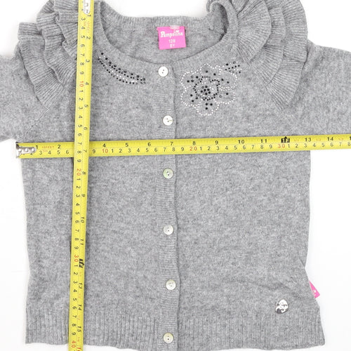 Pampolina Girls Grey Ruffle Shoulder Button Cardigan 8 Years