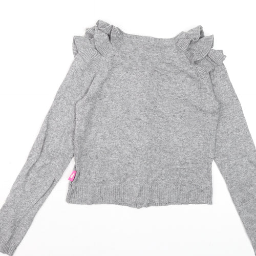 Pampolina Girls Grey Ruffle Shoulder Button Cardigan 8 Years
