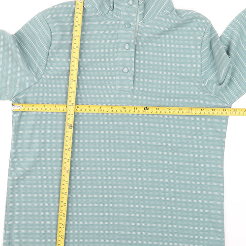 Bonmarché Women Green Striped Henley Pullover Sweatshirt Size 12
