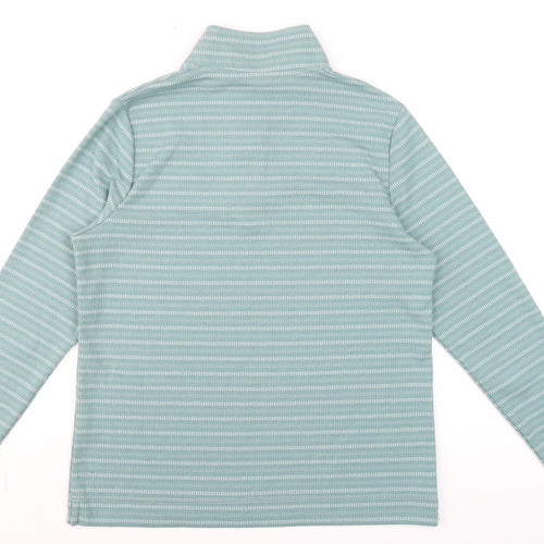 Bonmarché Women Green Striped Henley Pullover Sweatshirt Size 12