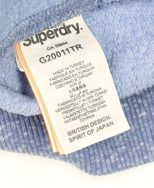 Superdry Women Blue Sequin Logo Pullover Hoodie UK 12