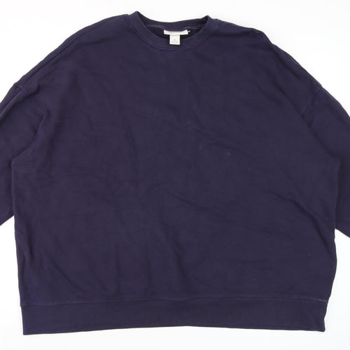 Monki Unisex Blue XL Cotton Crew Neck Pullover Sweatshirt