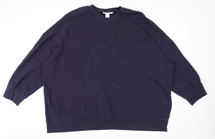 Monki Unisex Blue XL Cotton Crew Neck Pullover Sweatshirt