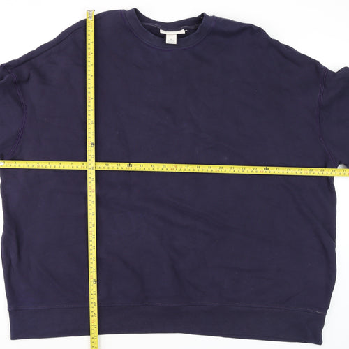Monki Unisex Blue XL Cotton Crew Neck Pullover Sweatshirt
