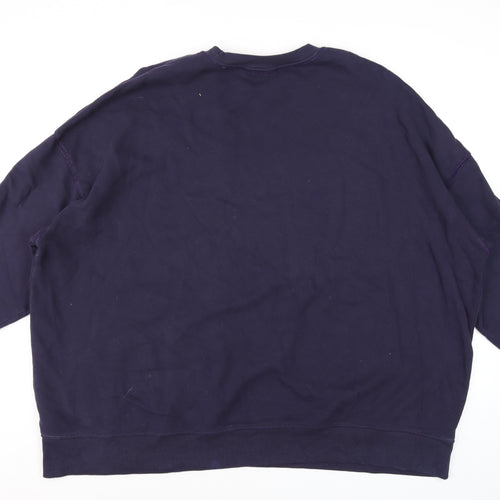 Monki Unisex Blue XL Cotton Crew Neck Pullover Sweatshirt