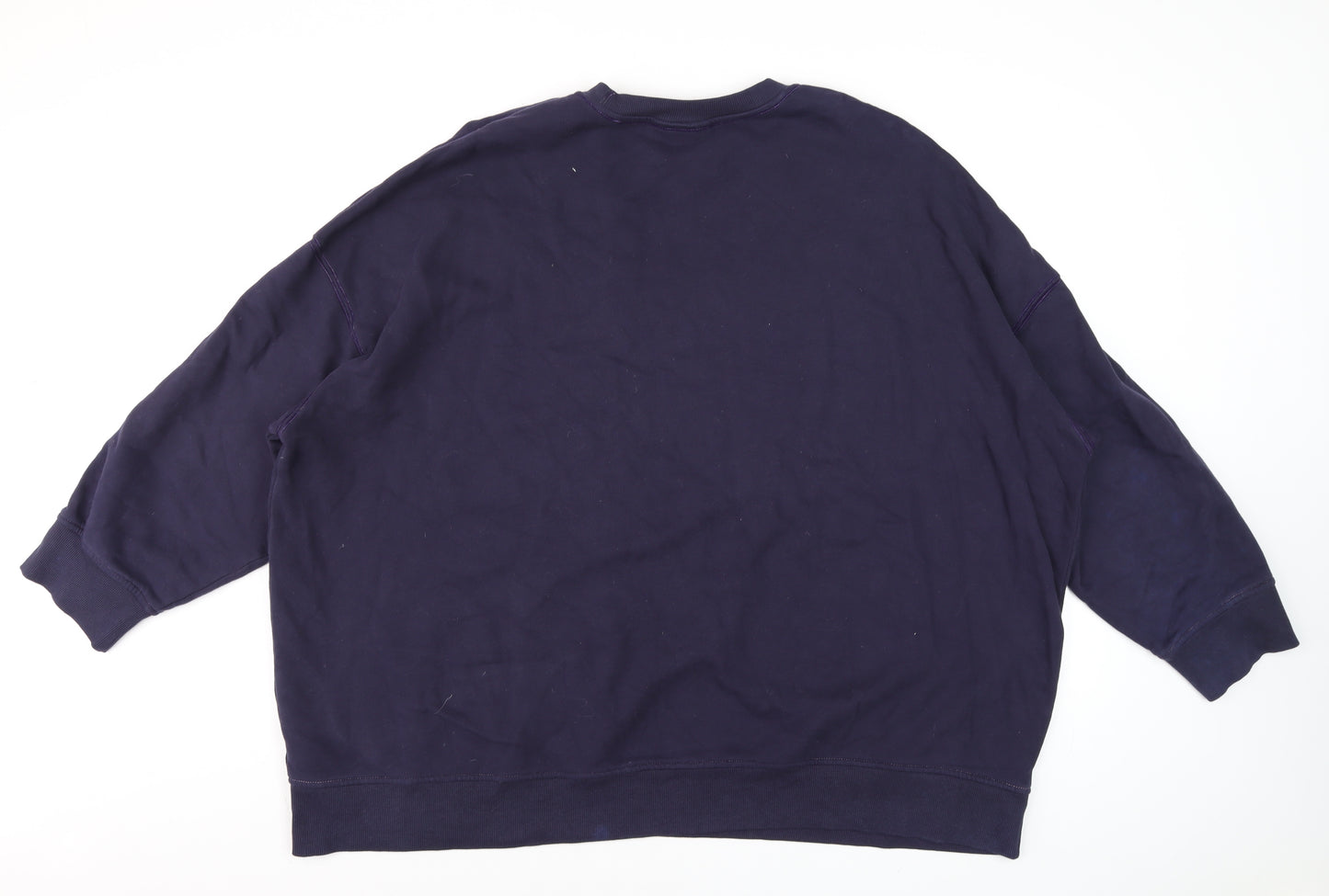 Monki Unisex Blue XL Cotton Crew Neck Pullover Sweatshirt