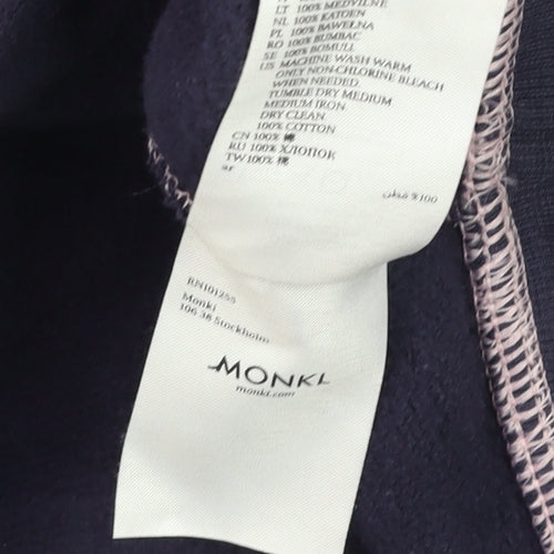 Monki Unisex Blue XL Cotton Crew Neck Pullover Sweatshirt