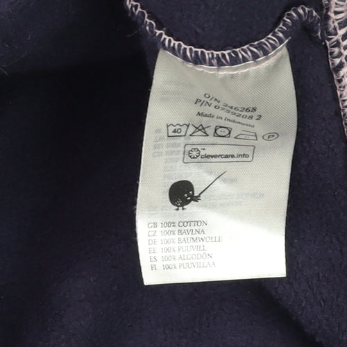 Monki Unisex Blue XL Cotton Crew Neck Pullover Sweatshirt