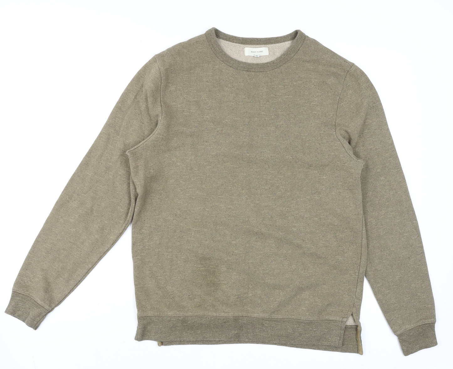 River Island Men’s Beige Crew Neck Fleece Sweatshirt Size S