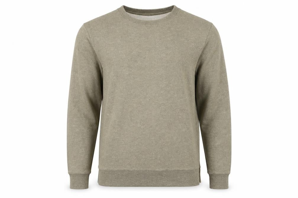 Front view of River Island Men’s Beige Crew Neck Fleece Sweatshirt, size S