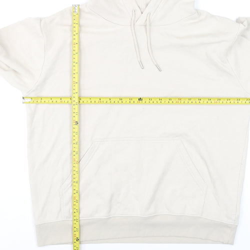 H&M Men Beige Pullover Hoodie Size M Cotton Blend Long Sleeve