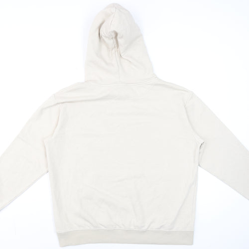 H&M Men Beige Pullover Hoodie Size M Cotton Blend Long Sleeve