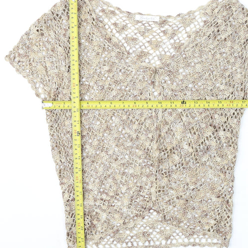 Berkertex Women Beige Crochet Cropped Blouse Size 14