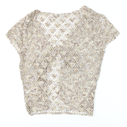 Berkertex Women Beige Crochet Cropped Blouse Size 14