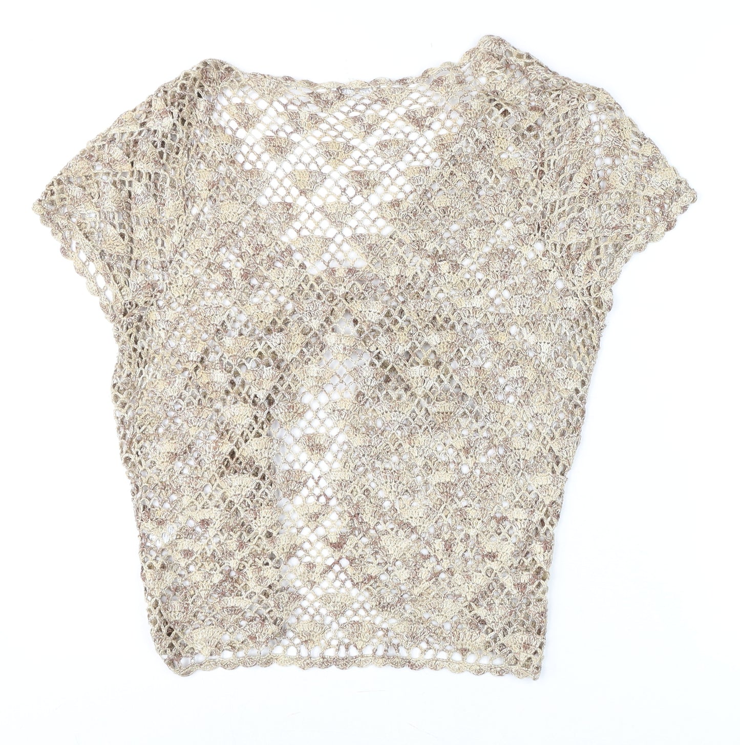 Berkertex Women Beige Crochet Cropped Blouse Size 14