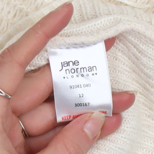 Jane Norman Women’s Ivory Christmas Robin Jumper Size 12 Knit Pullover