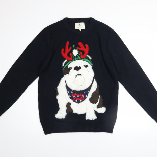 Next Men's Blue Christmas Dog Jumper Medium Knit Pullover