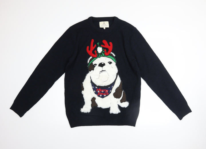 Next Men's Blue Christmas Dog Jumper Medium Knit Pullover