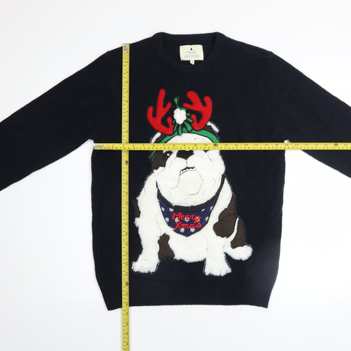 Next Men's Blue Christmas Dog Jumper Medium Knit Pullover